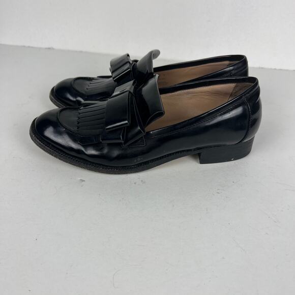 Pour La Victoire Tegan Kilted Loafers Black Leather Bow Detail Sz 6.5 - Picture 10 of 10